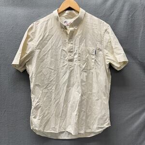 Chubbies Shirt Mens Large Cream Popover Short Sleeve Monochrome Floral Coastal